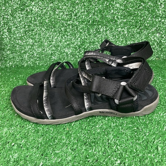 Merrell Womens Terran 3 Cush Cross J002704 Black Hook And Loop Sport Sandal Sz 7 - Picture 4 of 8